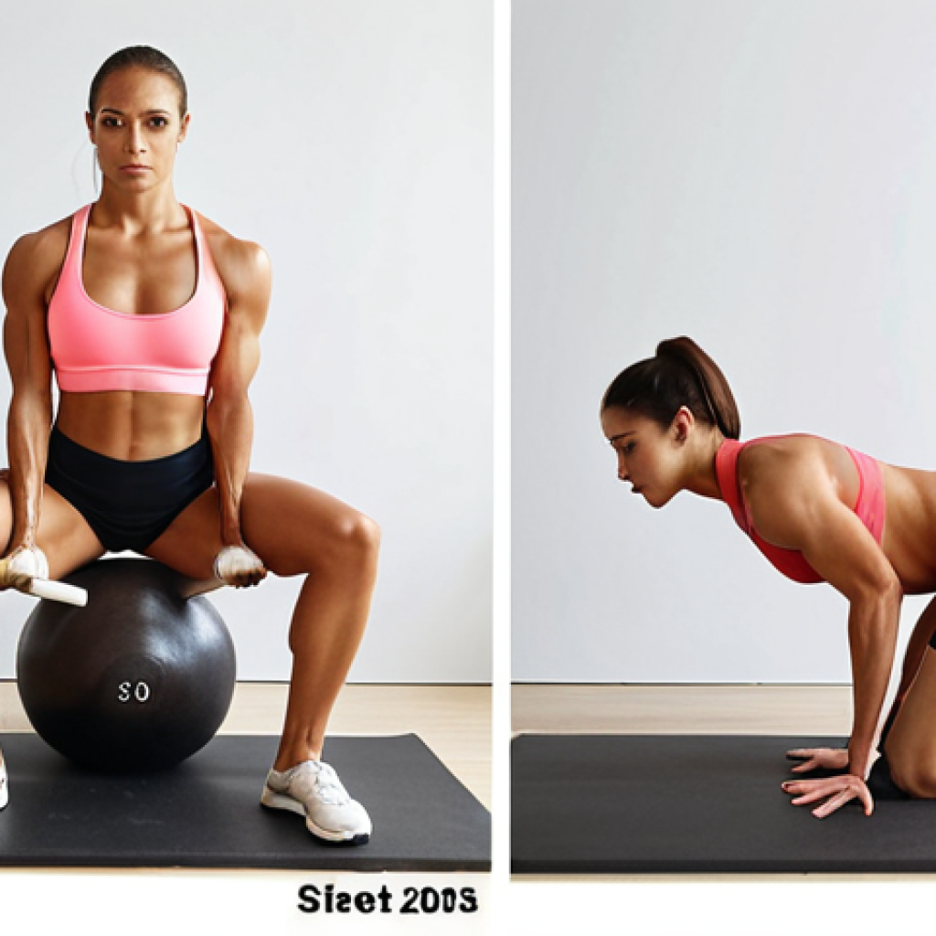 **Image:** A split image. On one side, a person doing Pilates (emphasize core engagement). On the other side, a person weightlifting (squats or deadlifts), showcasing good form and core stability.  **Prompt:** Pilates core strength meets weightlifting power, split image, demonstrating improved form, enhanced stability, fitness fusion.