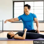 헬스트레이너의 자기 PR 방법 - A modern Japanese health trainer in a bright, clean gym setting, wearing stylish workout clothes tha...