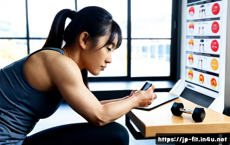 헬스트레이너 운동 과학 자료 - Photorealistic Japanese personal trainer in a clean modern gym, studying an anatomical muscle model ...